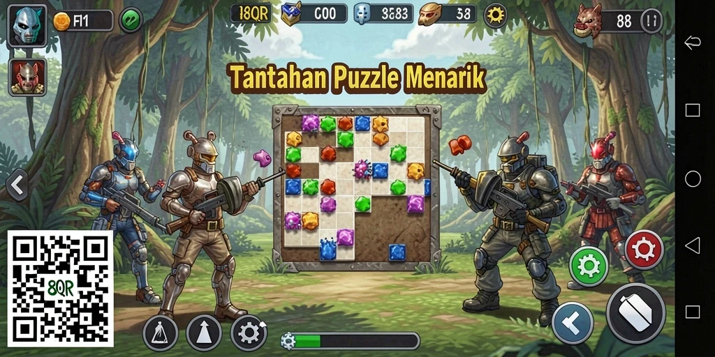 Screenshot gameplay 8QR menampilkan tantangan Puzzle yang menarik dan penuh warna.