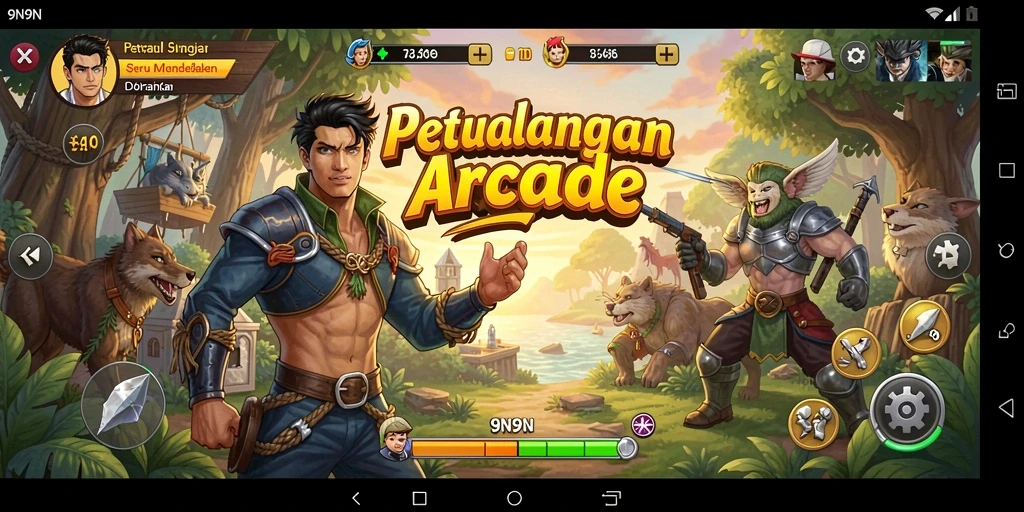 Tampilan gameplay seru dari 9N9N yang menguji ketangkasan.