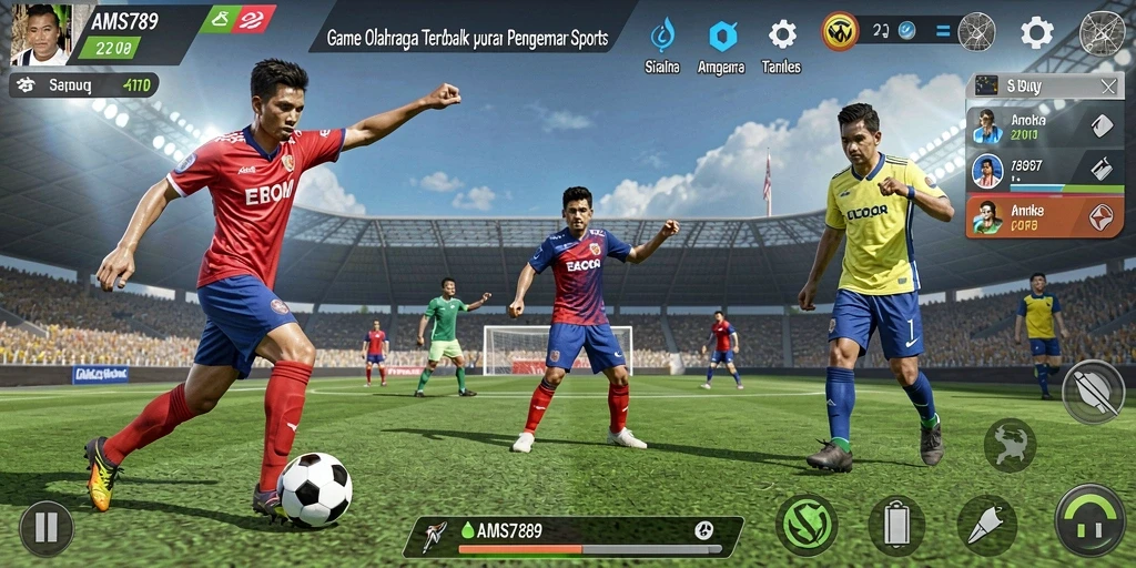 Screenshot dari AMS789 menunjukkan aksi seru dalam gameplay olahraga.