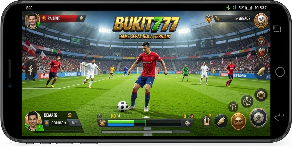 Screenshot gameplay BUKIT777 yang menampilkan aksi seru di lapangan sepak bola.