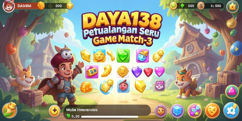 Tampilan menarik dari gameplay Match-3 di DAYA138.