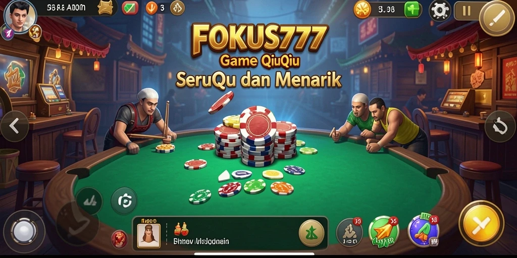 Screenshot gameplay FOKUS777 dengan suasana permainan QiuQiu.