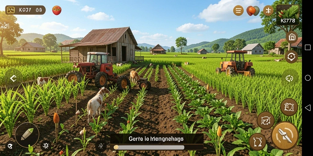 Tangkapan layar KG778 menampilkan gameplay seru bertani dan merawat hewan.