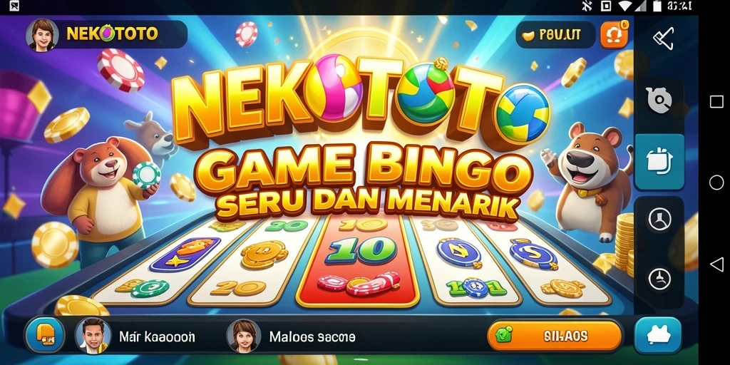 Screenshot gameplay NEKOTOTO menampilkan momen seru permainan Bingo.