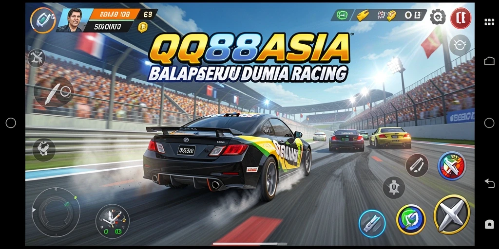 Tampilan gameplay balapan yang mendebarkan di QQ88ASIA.