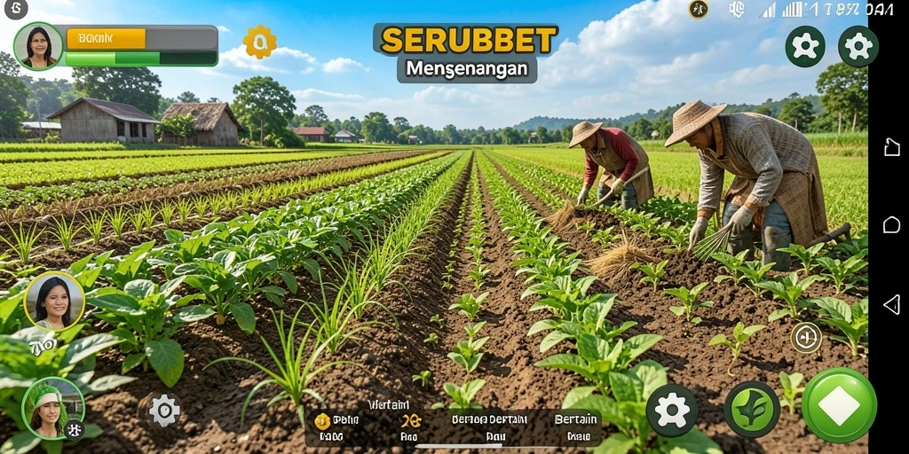Screenshot SERUBET menampilkan gameplay bertani yang seru dan interaktif.