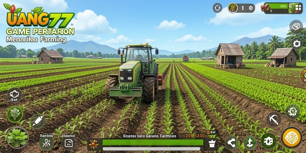 Tampilan gameplay UANG77 dengan aktivitas bertani yang seru dan menyenangkan.