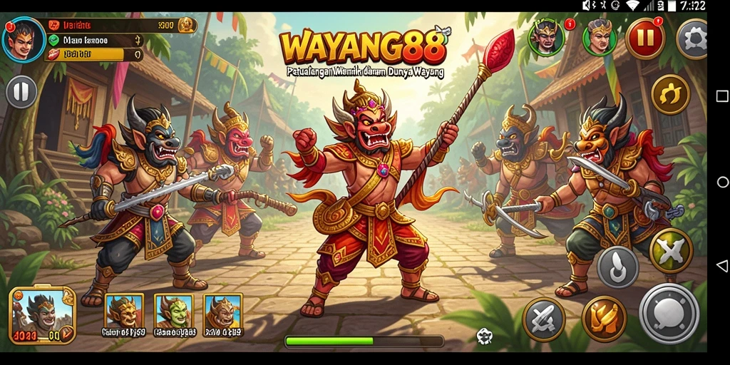 Tangkapan layar menunjukkan aksi seru dalam permainan WAYANG88.