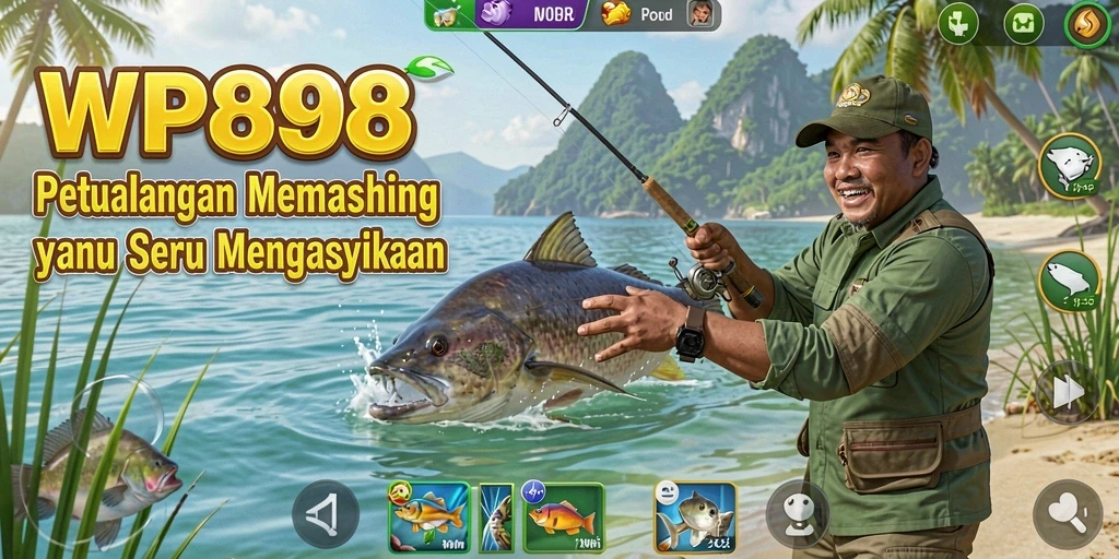 Screenshot gameplay WP888 yang menunjukkan aksi memancing yang seru dan mendebarkan.