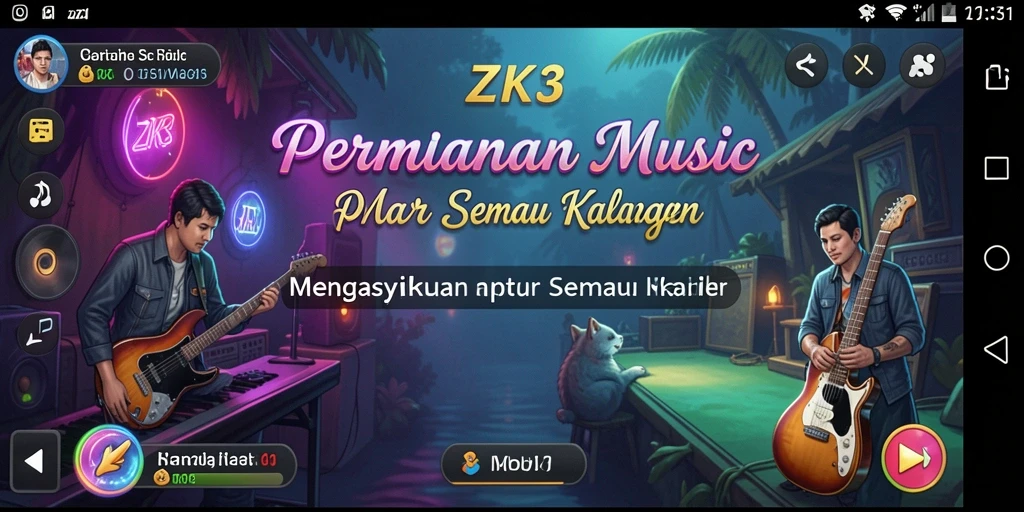 Tampilan gameplay ZK3 yang penuh warna dan berenergi.